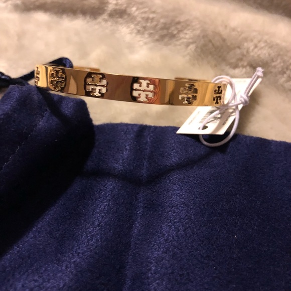 Tory Burch Pierced T Cuff Gold Bracelet - Picture 2 of 6